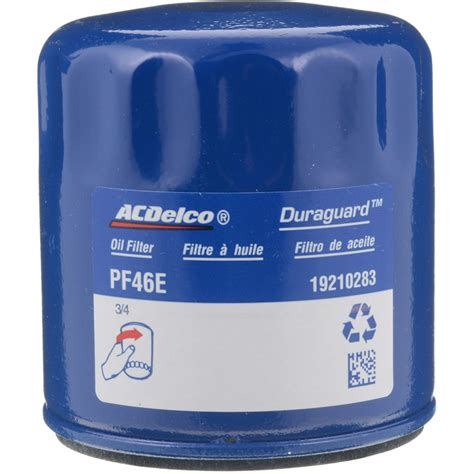 Oil filter pf46e - ACDELCO PF46E. ACDELCO PF46E Specifications; Anti-Drain Back Valve: Yes: Burst Pressure (PSI) 320: Bypass Relief Valve: No: Filter Type: Spin On: Flow Rate (G2) 3: ... It is illegal to dispose of used oil or oil filters in a sanitary landfill or public waterway. Many towns have free hazardous waste drop-off sites, which a quick …